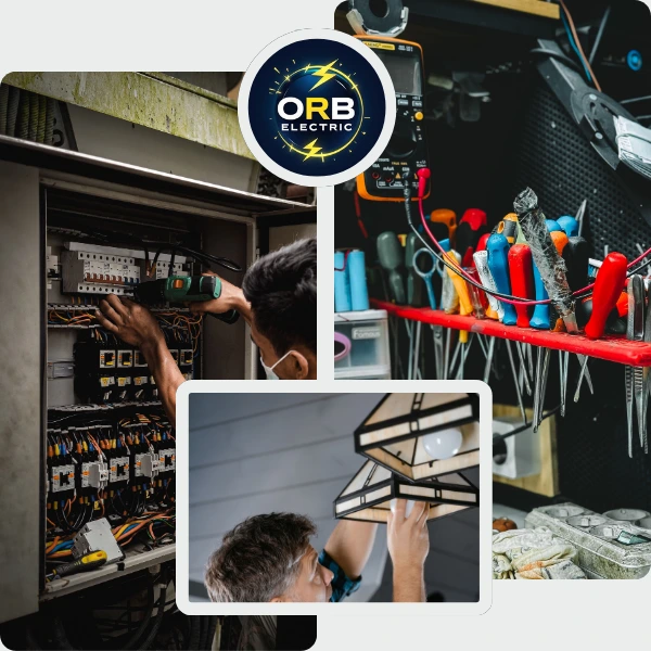 Electrical maintenance technician inspecting commercial electrical panel
