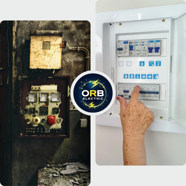 Outdated residential electrical panel requiring upgrade