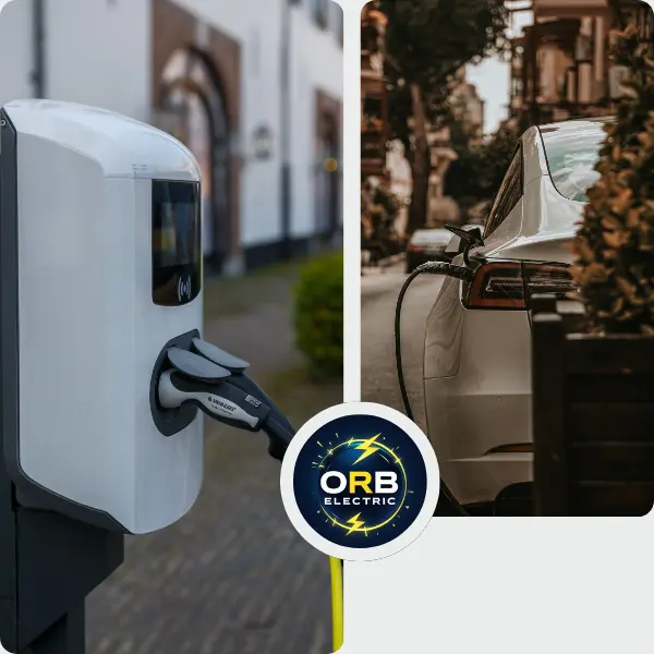 Licensed electrician installing home EV charging station